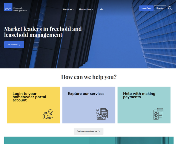 screenshot of Estates and Management