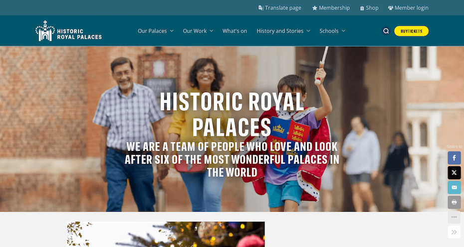 screenshot of Historic Royal Palaces